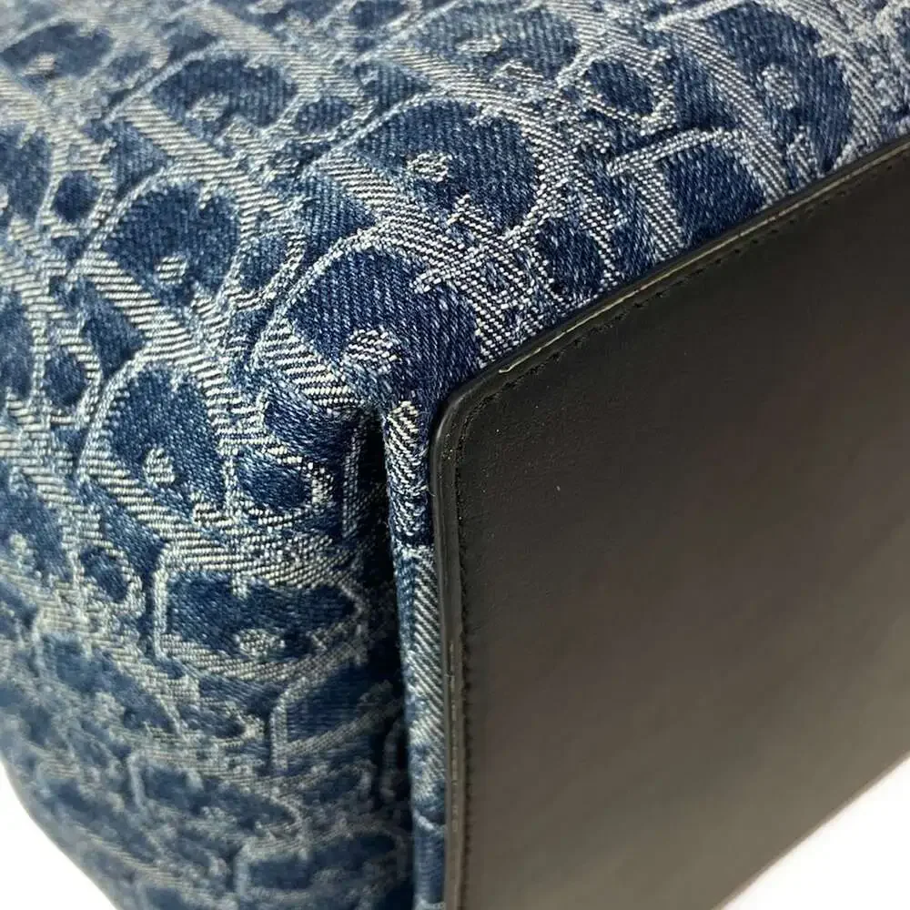 Christian Dior Toujours Bag Large Tote Bag Blue Dark Navy Jacquard Leather